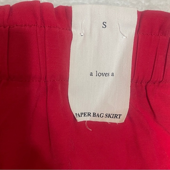 NWT a loves a bright berry red Button Down Paper Bag skirt women's small - Picture 11 of 12